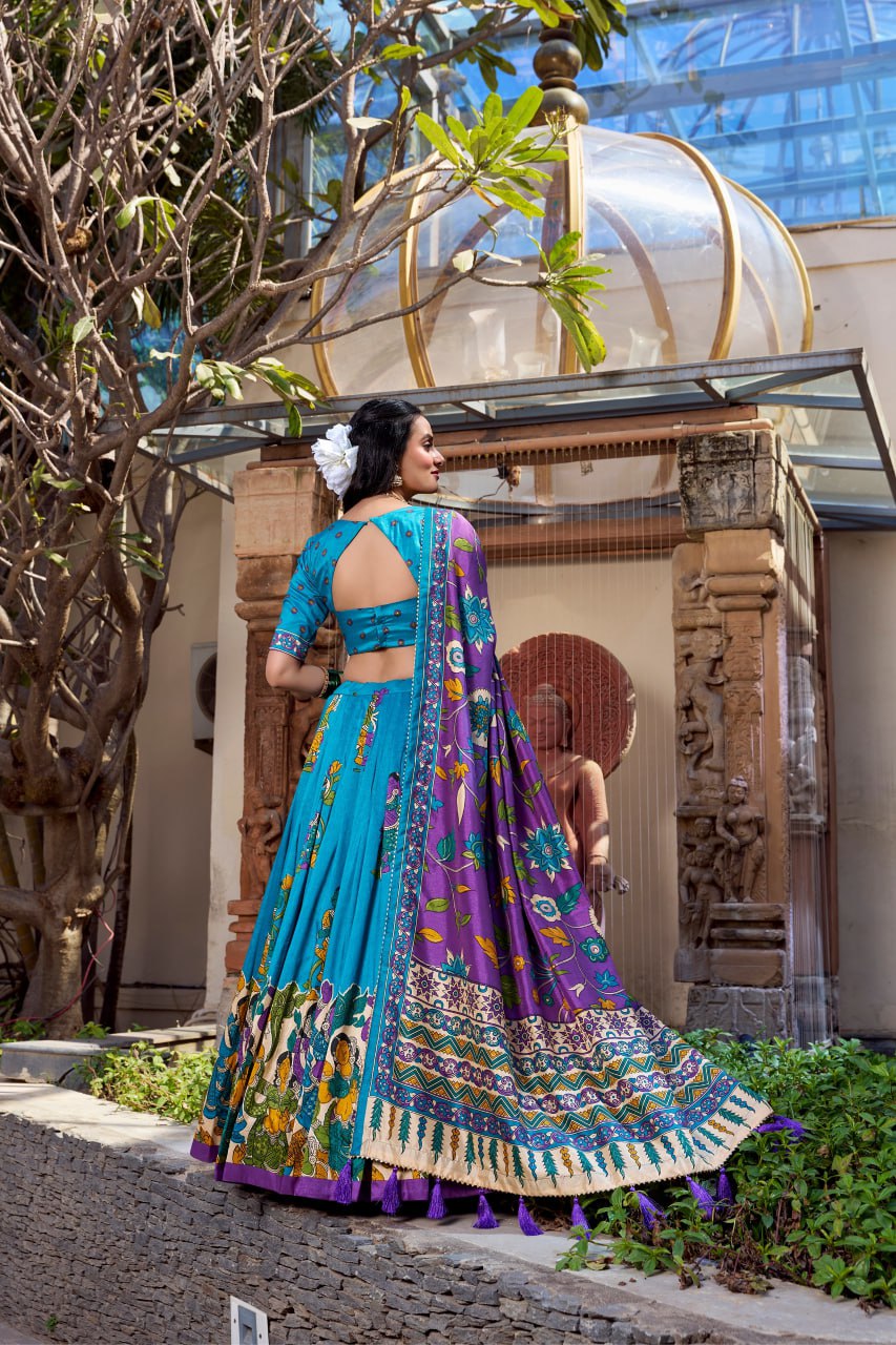 Tussar Silk Chaniya Choli | Fancy Digital with Real Mirror Work for Traditional Wear