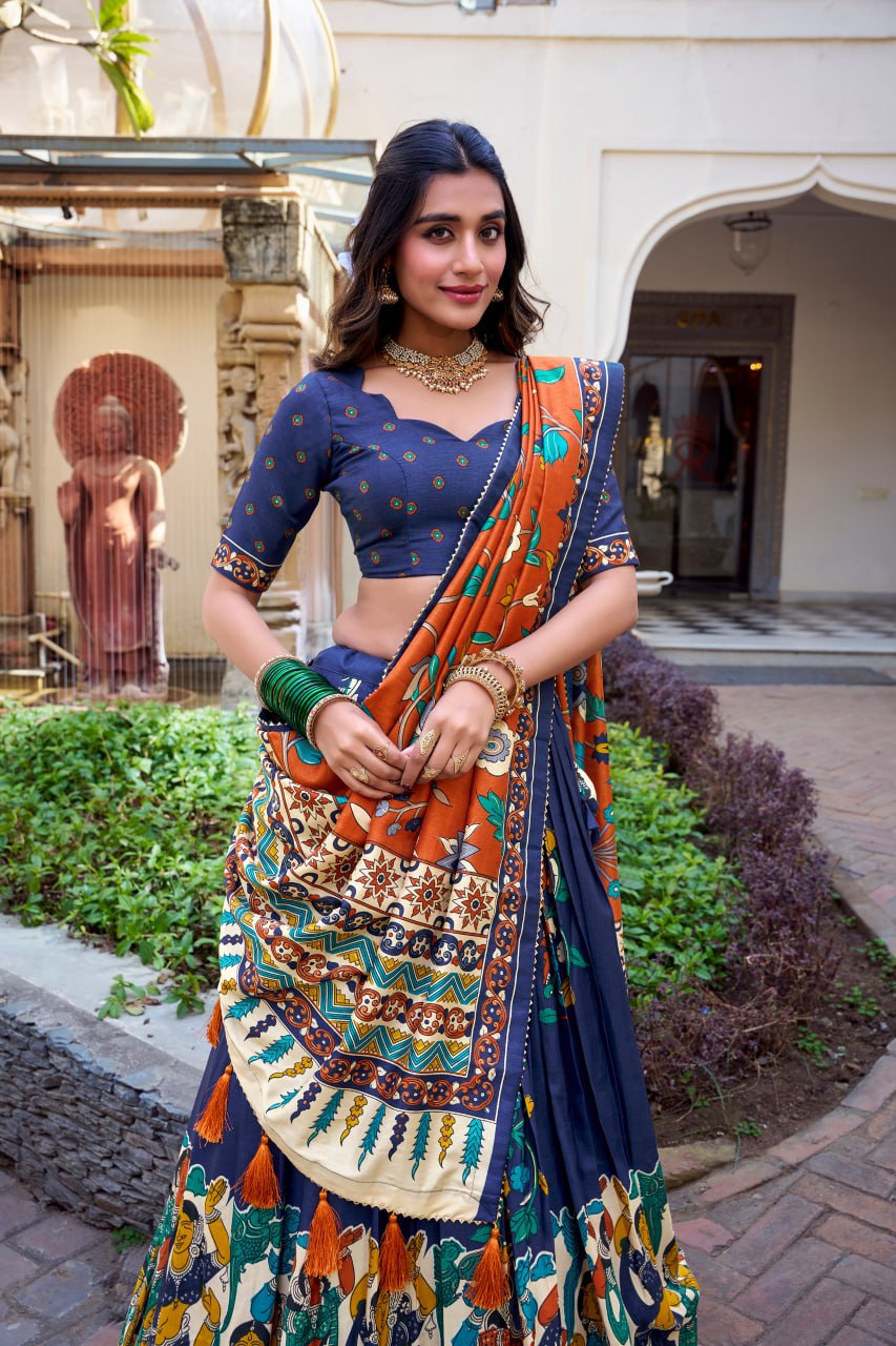 Tussar Silk Chaniya Choli | Fancy Digital with Real Mirror Work for Traditional Wear