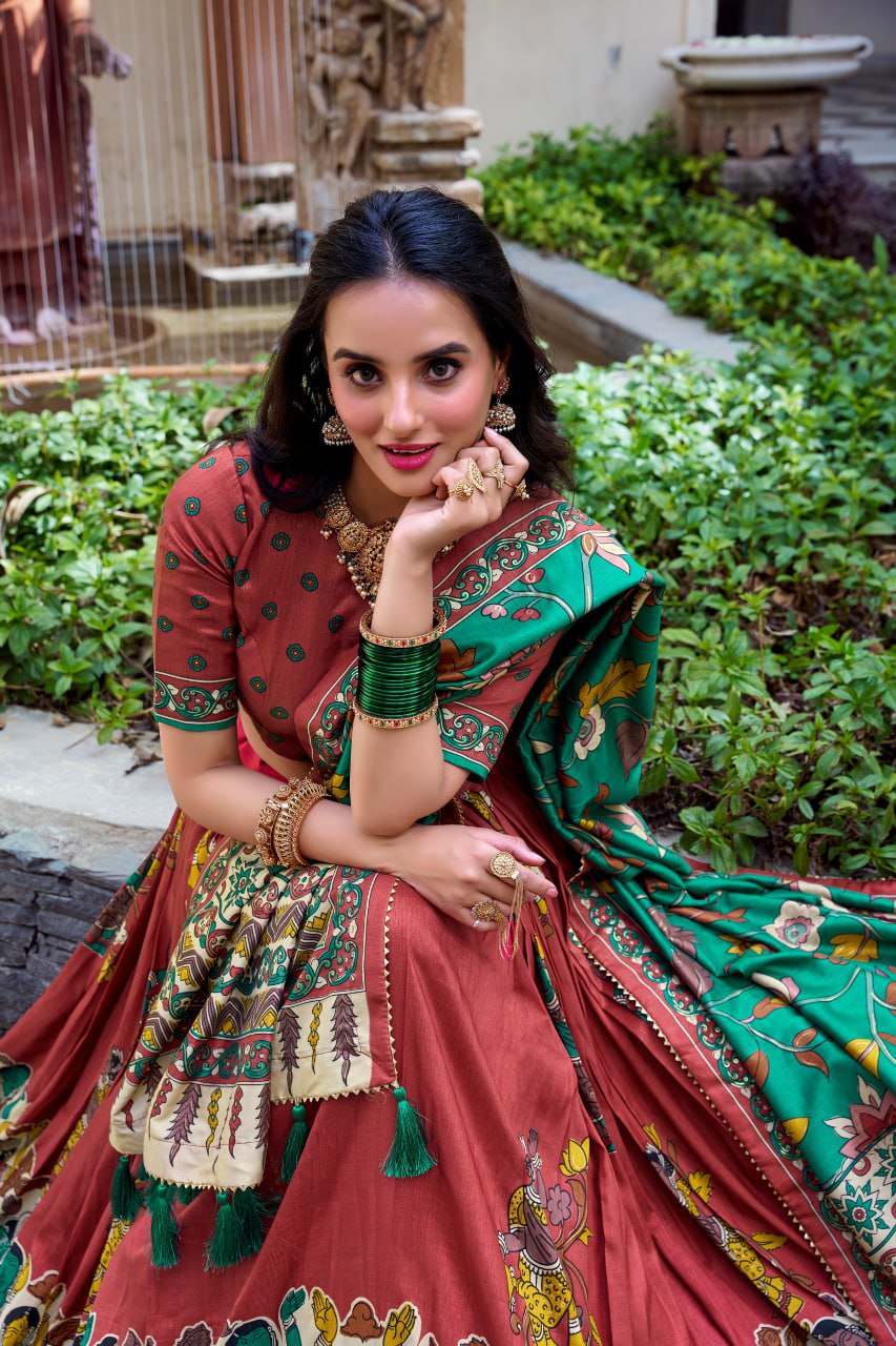 Tussar Silk Chaniya Choli | Fancy Digital with Real Mirror Work for Traditional Wear