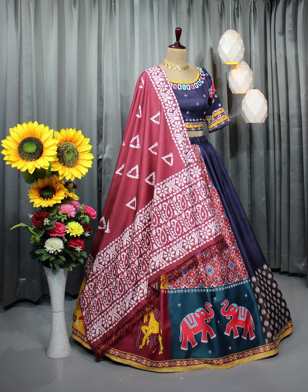 Butter Silk Chaniya Choli | Fancy Digital with Real Mirror Work for Traditional Wear