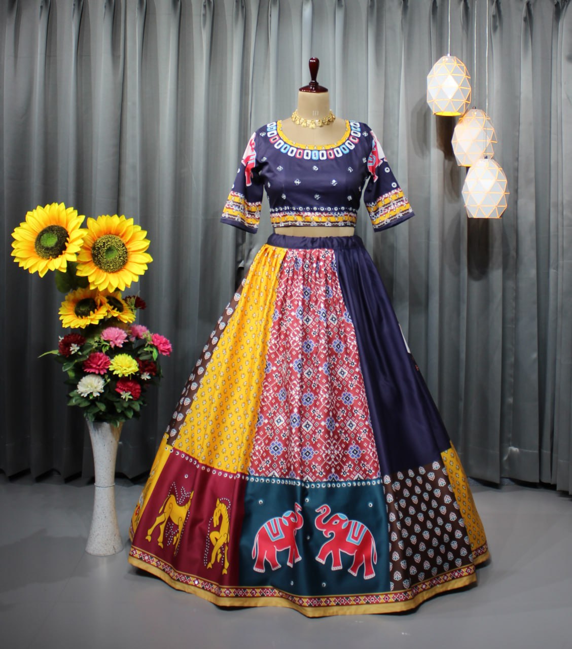 Butter Silk Chaniya Choli | Fancy Digital with Real Mirror Work for Traditional Wear