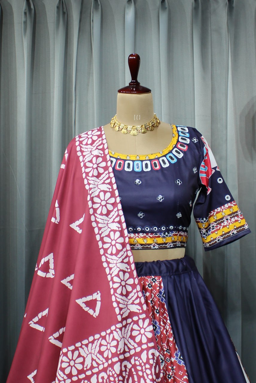 Butter Silk Chaniya Choli | Fancy Digital with Real Mirror Work for Traditional Wear