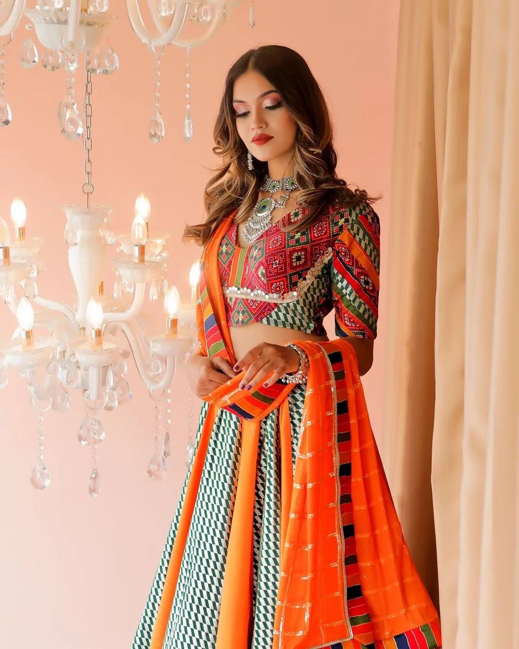 Soft Butter Silk Chaniya Choli | Fancy Digital with Real Mirror Work for Traditional Wear