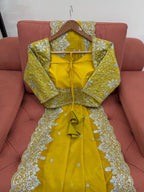 Yellow Beautiful Designer Saree on Heavy Tabby Silk Fabric with Thread & Sequence work