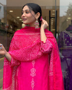 Beautiful Pink French Crepe Fabric Kurtis Pant Set