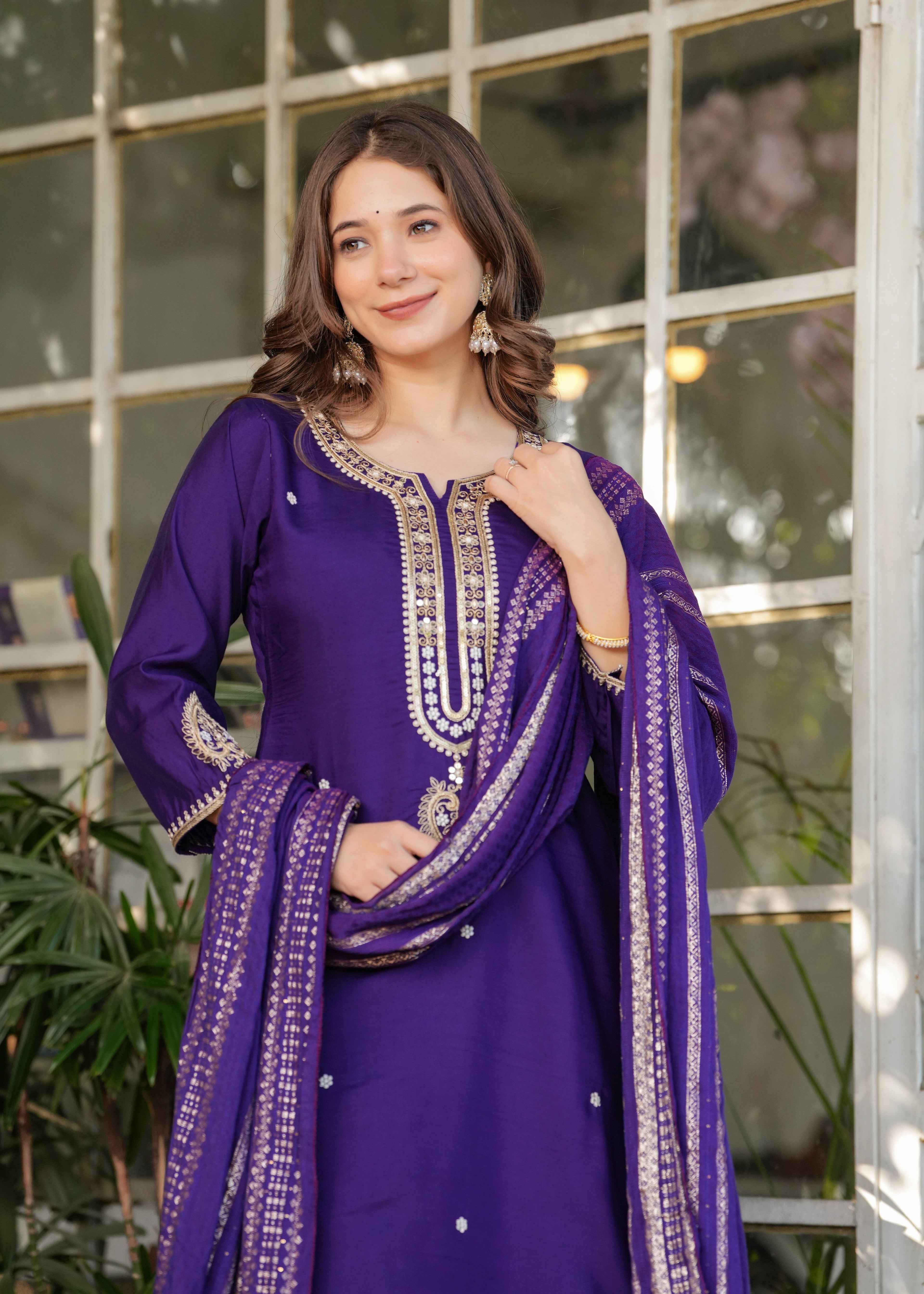 Beautiful Blue Viscose Chanderi Fabric Kurtis Pant Set