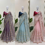 Beautiful Designer Saree on Zimmy Chu Fabric with Thread & Sequence work