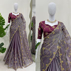 Beautiful Designer Saree on Zimmy Chu Fabric with Thread & Sequence work