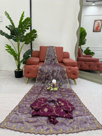 Beautiful Designer Saree on Zimmy Chu Fabric with Thread & Sequence work