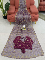 Beautiful Designer Saree on Zimmy Chu Fabric with Thread & Sequence work