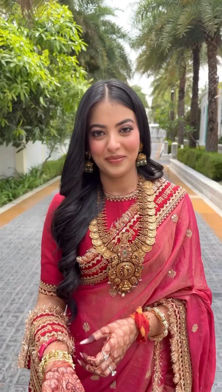 Beautiful Red Designer Saree on Twil Net Fabric with Thread & Sequence Work