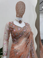 Beautiful Designer Saree on  Soft Net Fabric with Thread & Sequence Work