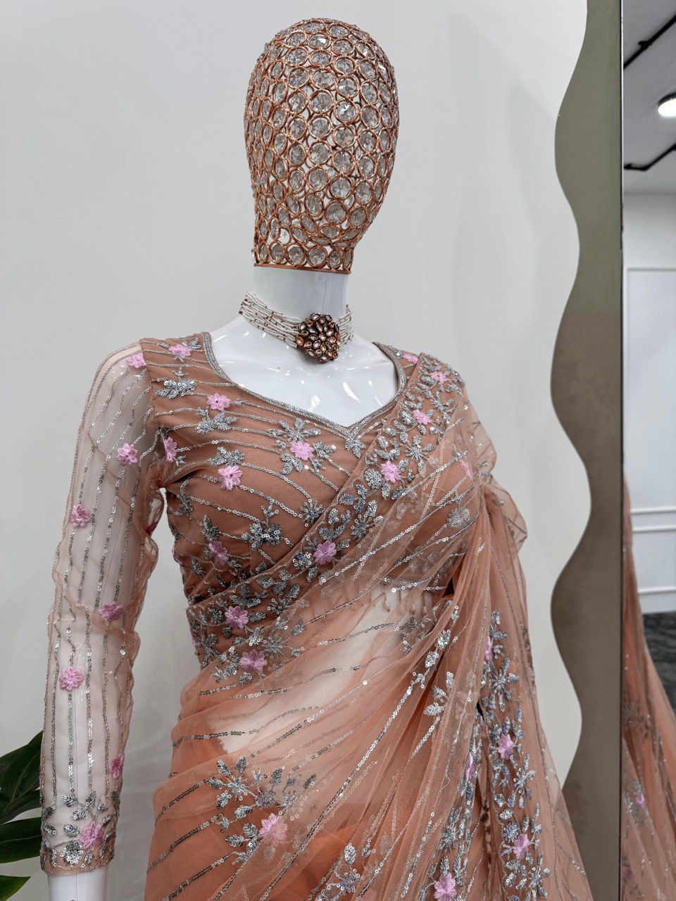 Beautiful Designer Saree on  Soft Net Fabric with Thread & Sequence Work