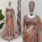 Beautiful Designer Saree on  Soft Net Fabric with Thread & Sequence Work