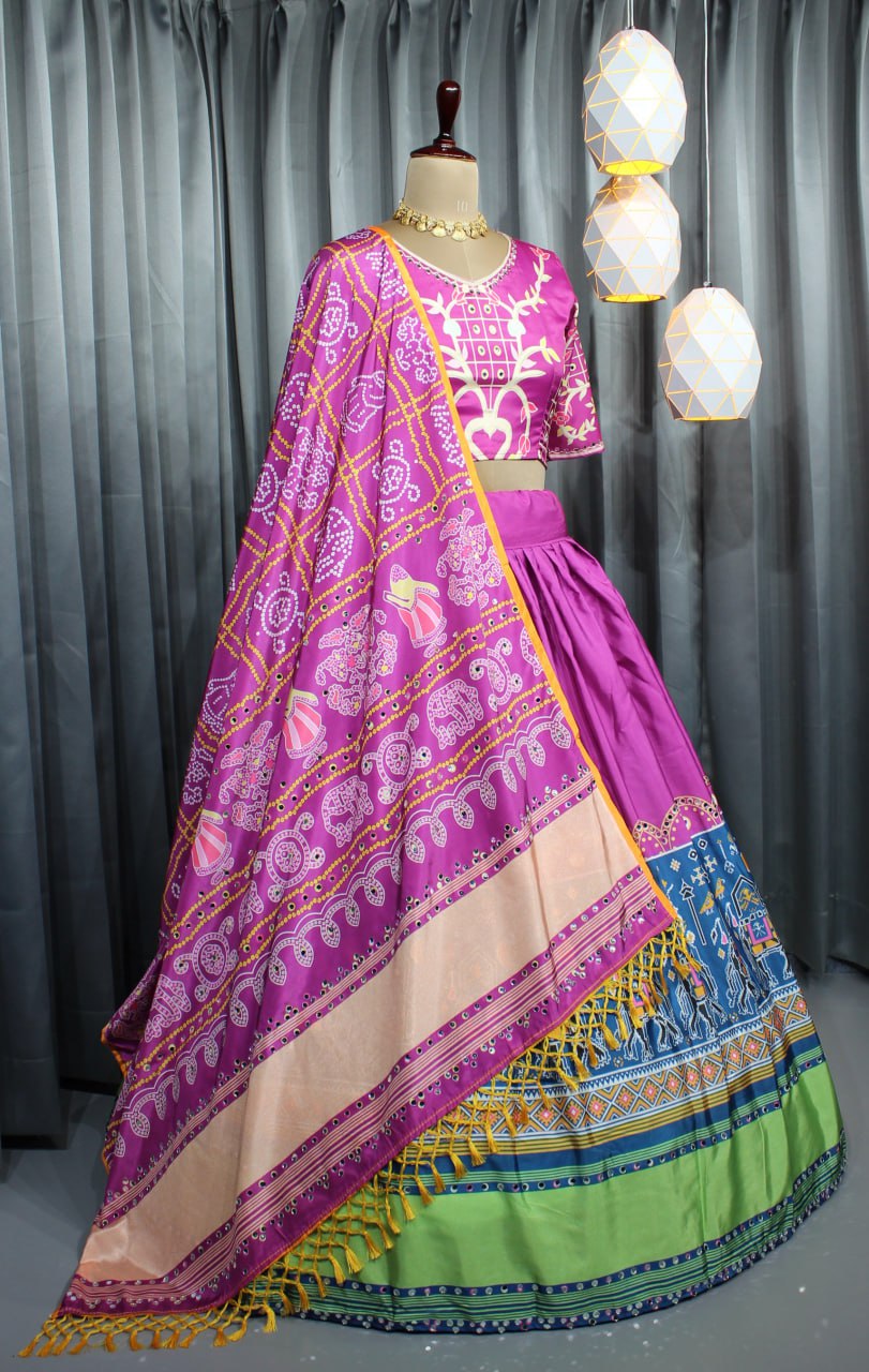 Pure Dolla Silk Chaniya Choli | Mill Print with Real Mirror Work for Traditional Wear