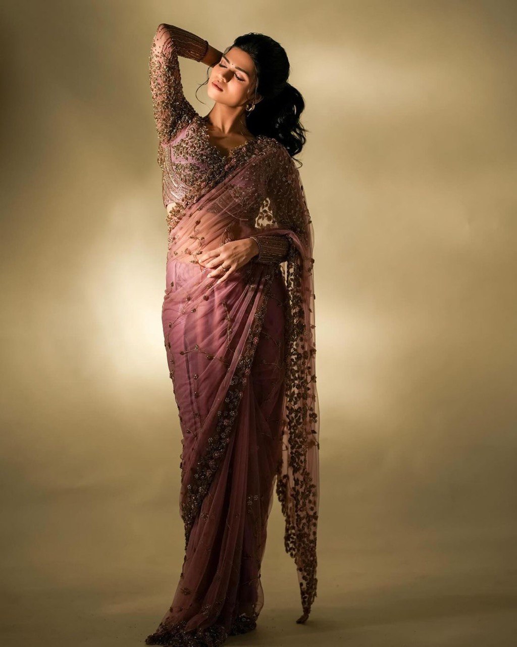 Beautiful Designer Saree on  Soft Net Fabric with Thread & Sequence Work