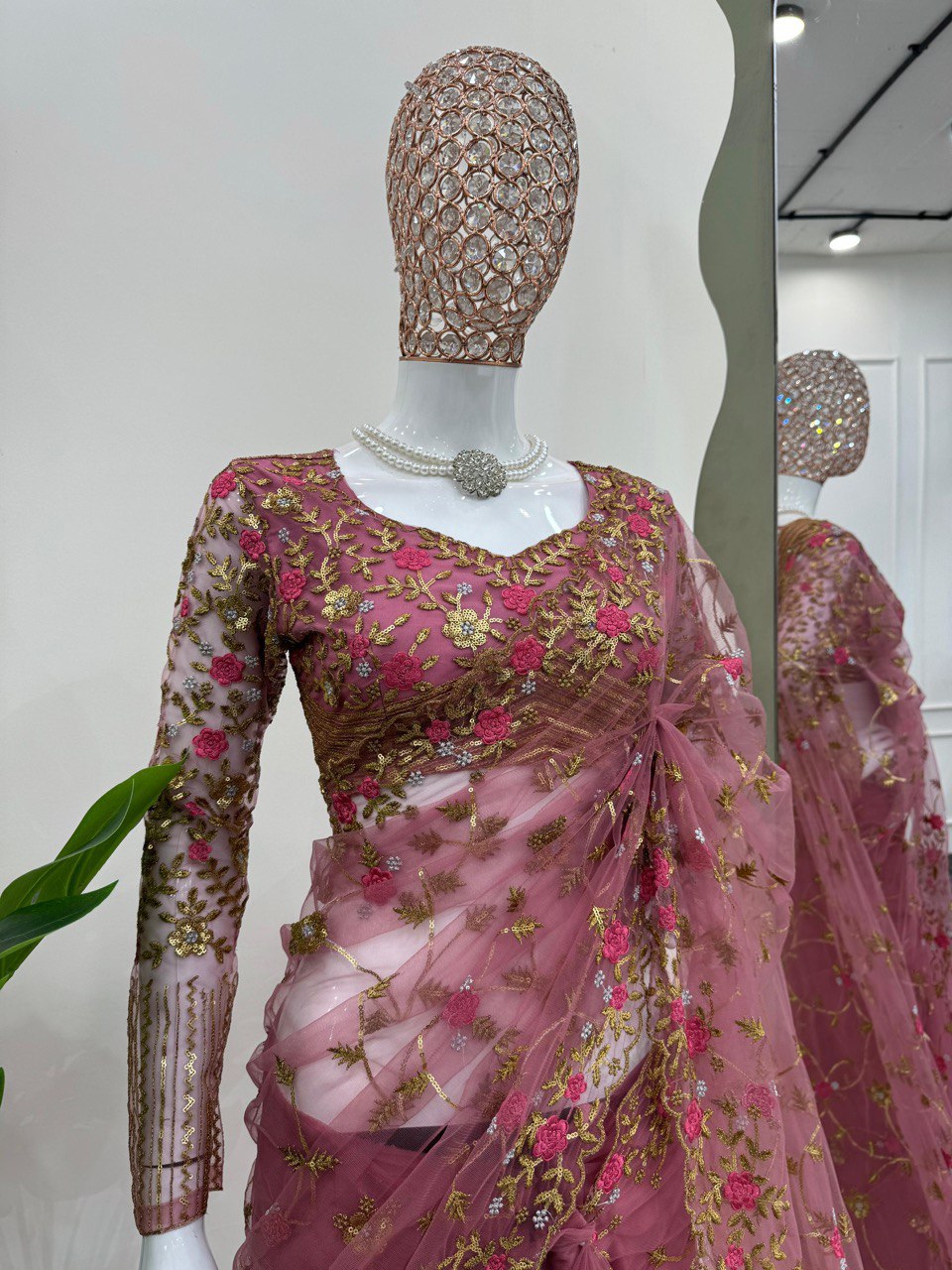 Beautiful Designer Saree on  Soft Net Fabric with Thread & Sequence Work