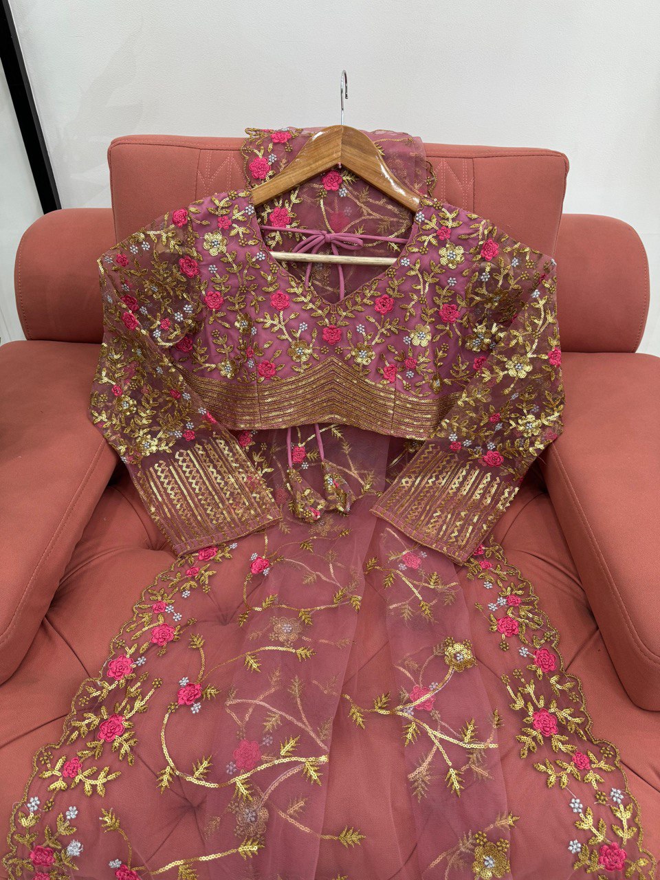 Beautiful Designer Saree on  Soft Net Fabric with Thread & Sequence Work