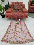 Beautiful Designer Saree on  Soft Net Fabric with Thread & Sequence Work