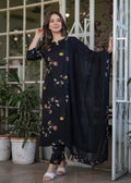 Beautiful Black Silk Bleand Fabric Kurtis Pant Set