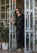 Beautiful Black Silk Bleand Fabric Kurtis Pant Set