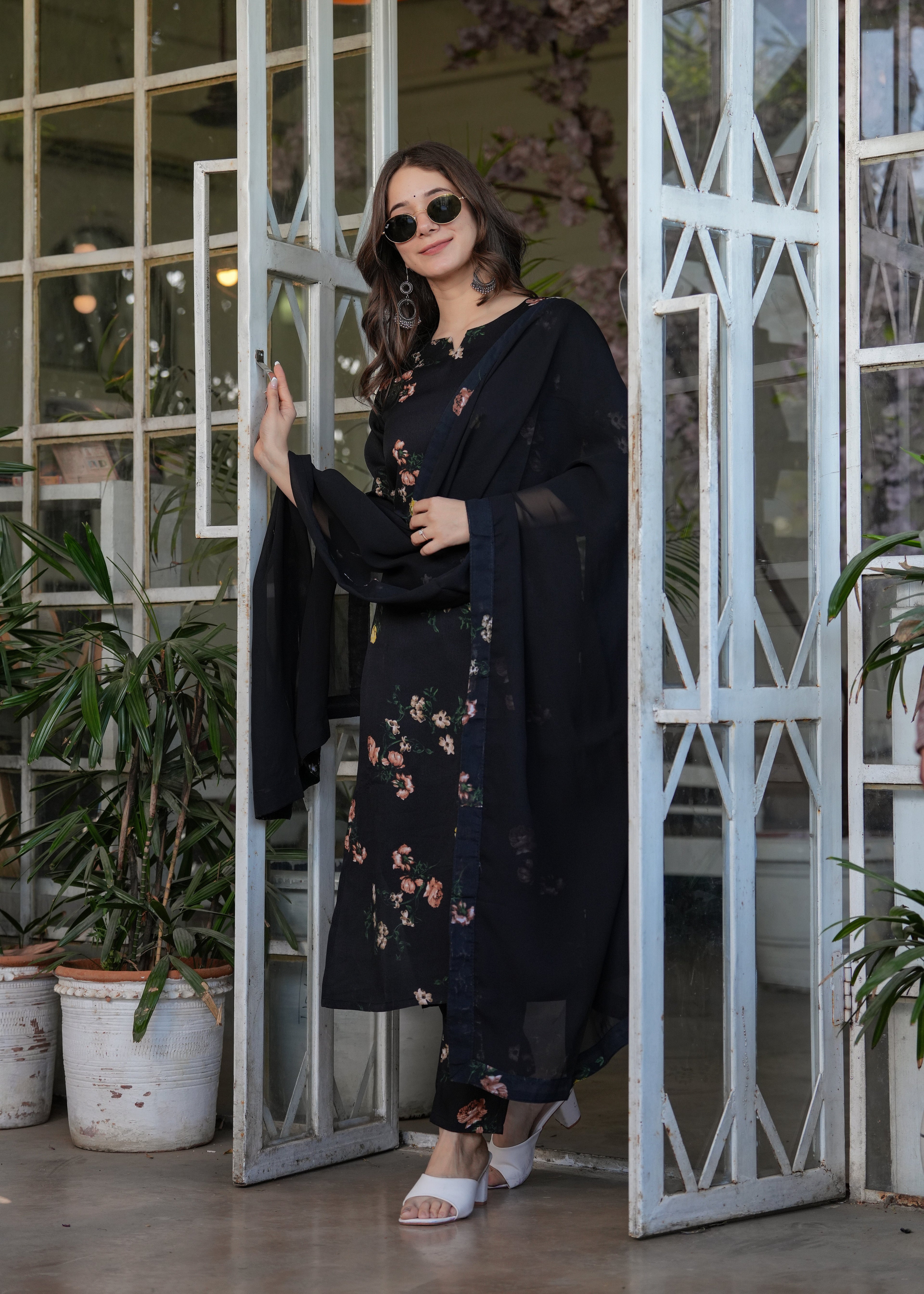 Beautiful Black Silk Bleand Fabric Kurtis Pant Set