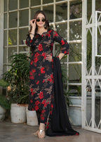 Beautiful Black Silk Bleand Fabric Kurtis Pant Set