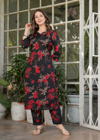 Beautiful Black Silk Bleand Fabric Kurtis Pant Set