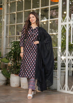 Beautiful Black Pure Cotton Fabric Kurtis Pant Set
