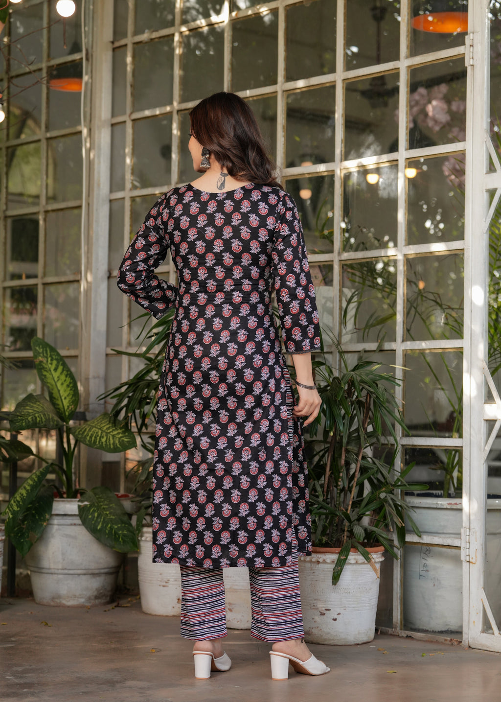 Beautiful Black Pure Cotton Fabric Kurtis Pant Set