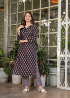 Beautiful Black Pure Cotton Fabric Kurtis Pant Set