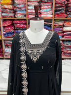 Black Pure Soft Fox Georgette Fabric Fully Flair Anarkali Salwar Suit