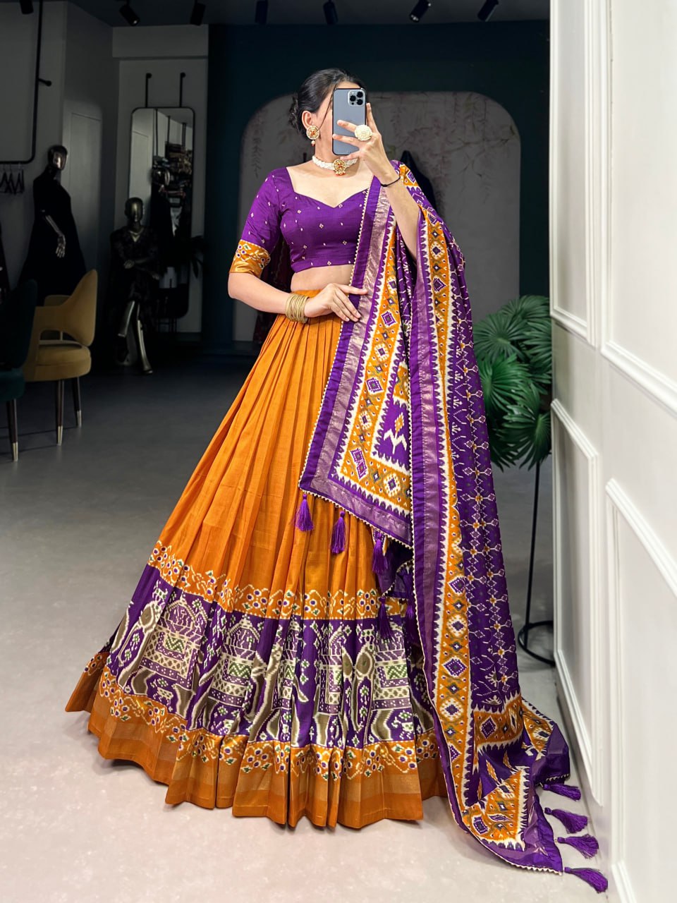 Tussar Silk Chaniya Choli | Fancy Digital with Real Mirror Work for Traditional Wear