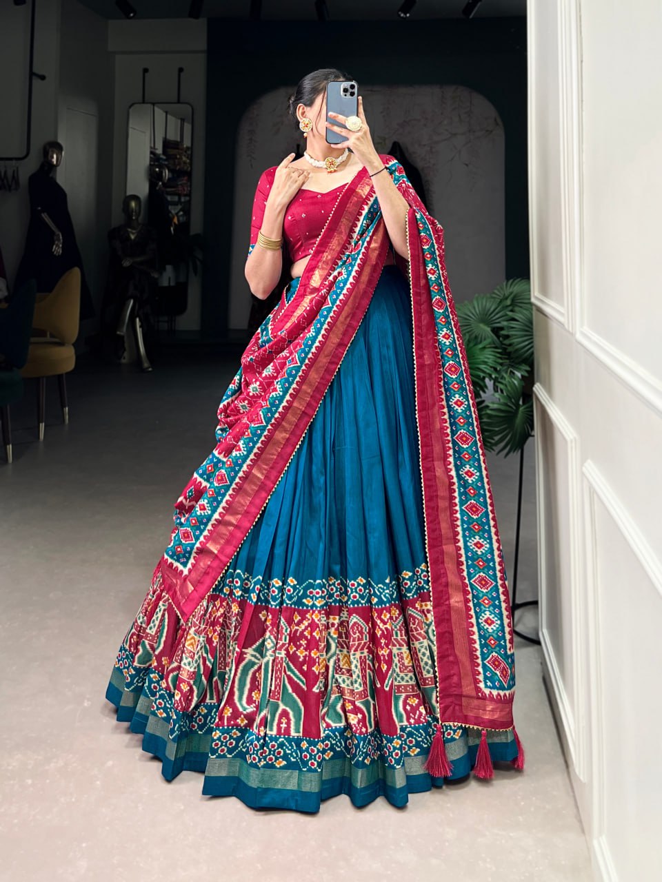 Tussar Silk Chaniya Choli | Fancy Digital with Real Mirror Work for Traditional Wear