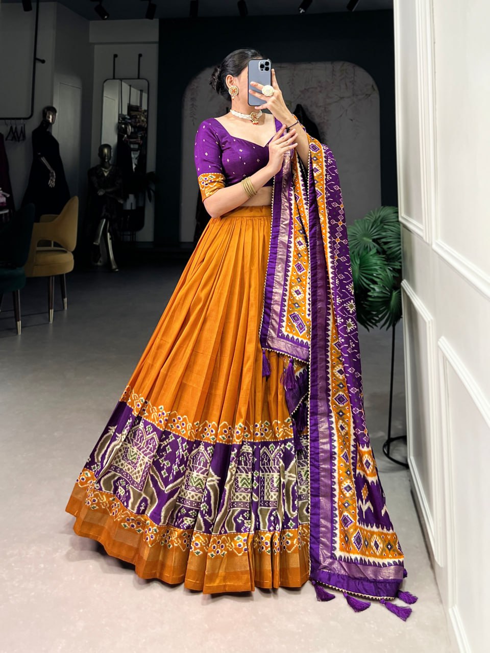Tussar Silk Chaniya Choli | Fancy Digital with Real Mirror Work for Traditional Wear