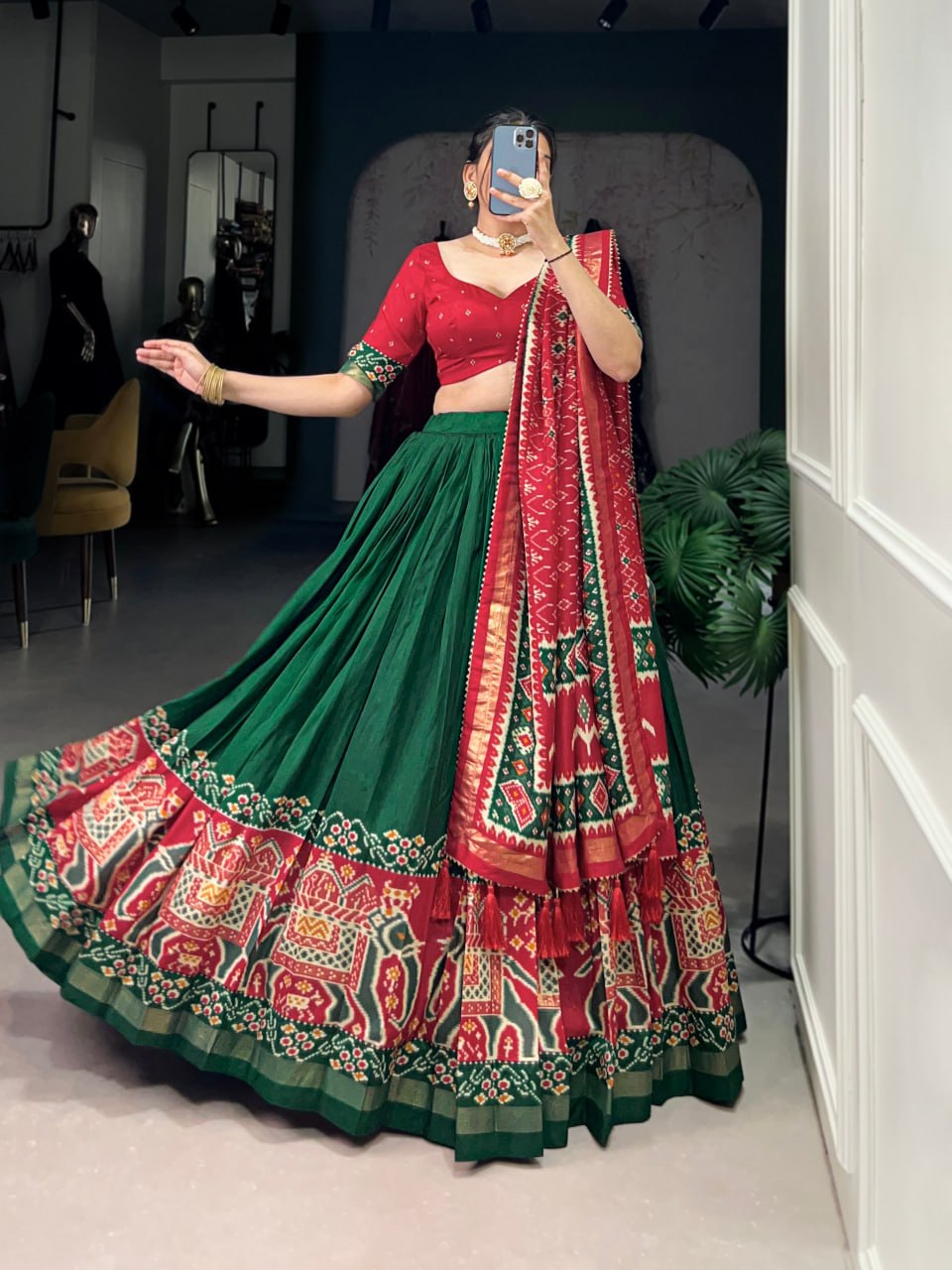 Tussar Silk Chaniya Choli | Fancy Digital with Real Mirror Work for Traditional Wear