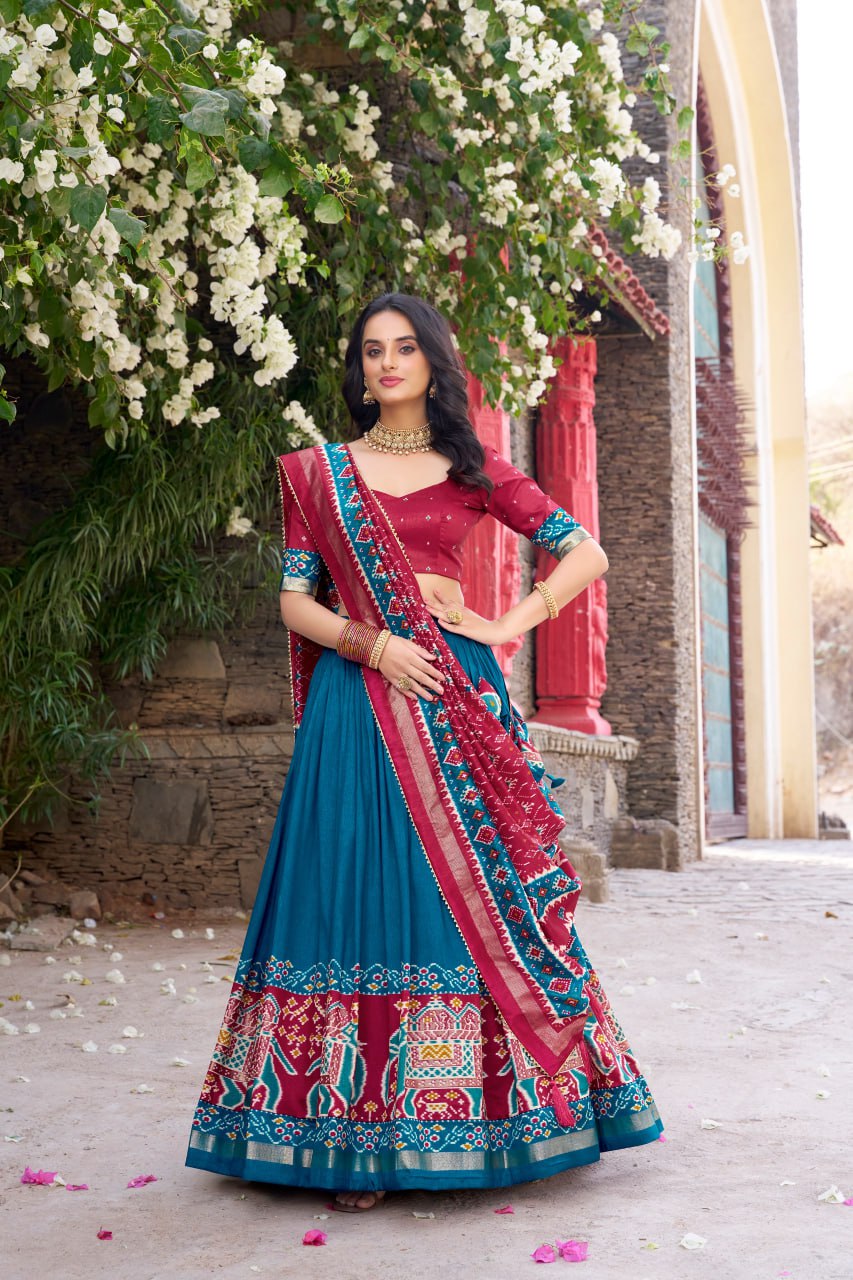 Tussar Silk Chaniya Choli | Fancy Digital with Real Mirror Work for Traditional Wear