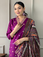 Beautiful Wine Viscose Chanderi Fabric Kurtis Pant Set
