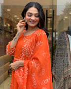 Beautiful Orange Faux Georgette Fabric Kurtis Pant Set