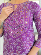 Beautiful Purple Franch Crepe Fabric Kurtis Pant Set