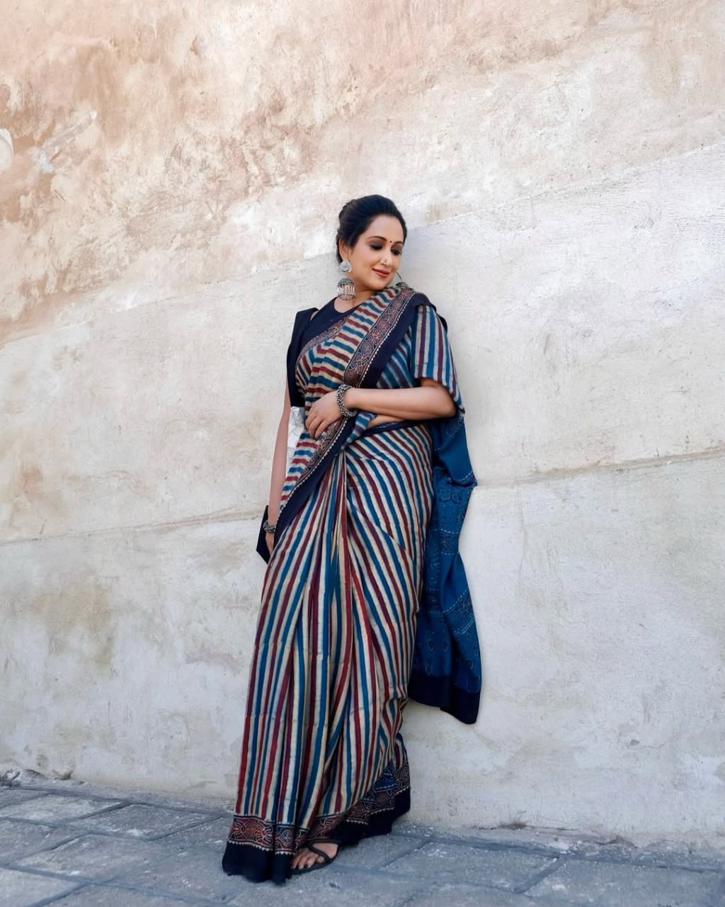 Ajrakh Primum Modal Silk Saree With Blouse