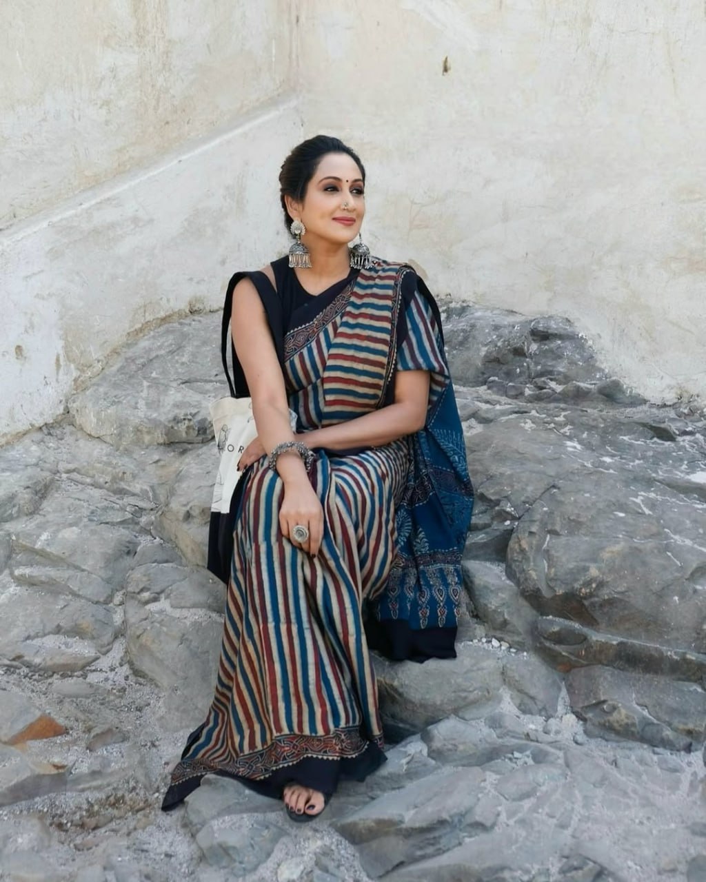 Ajrakh Primum Modal Silk Saree With Blouse