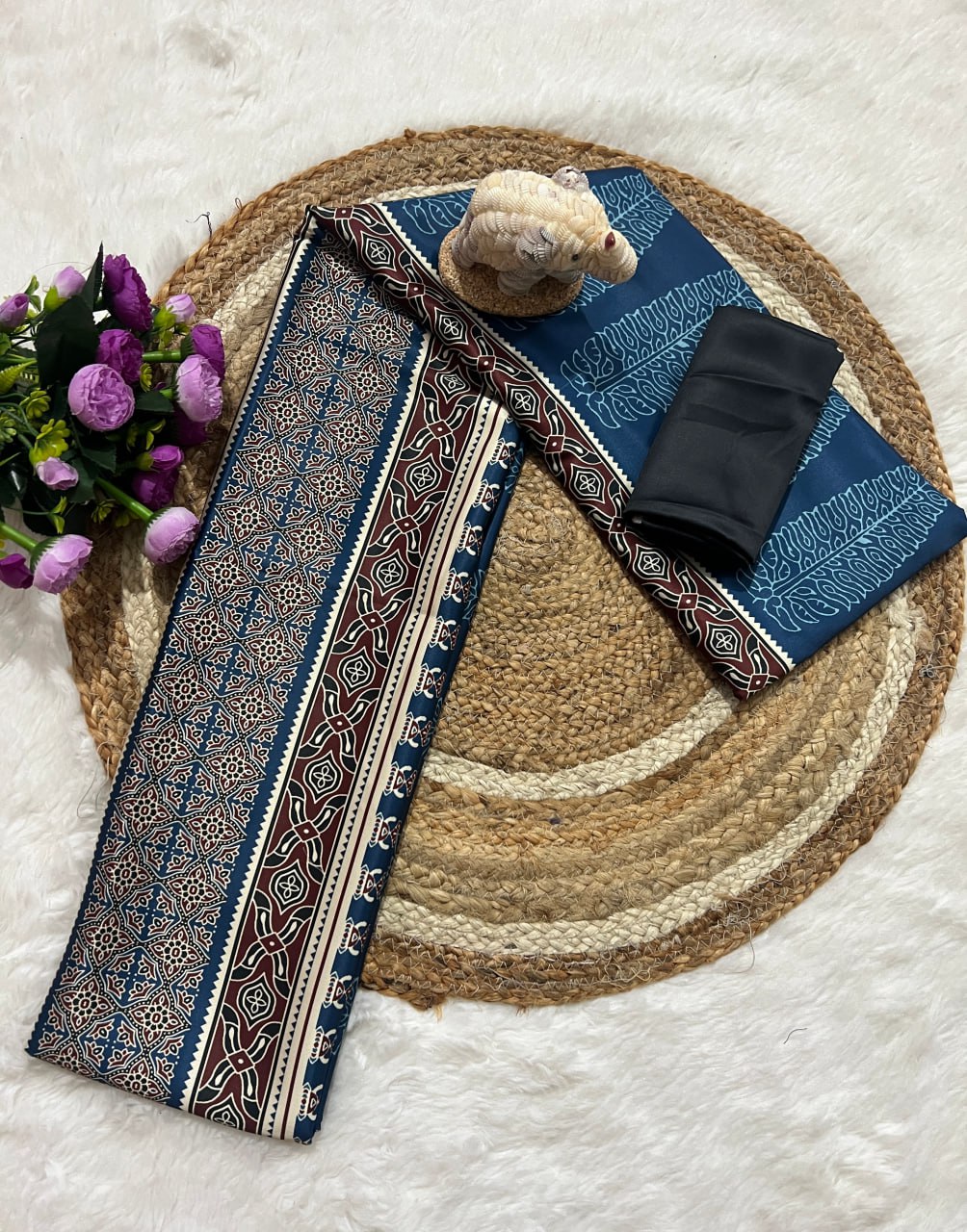 Ajrakh Primum Modal Silk Saree With Blouse