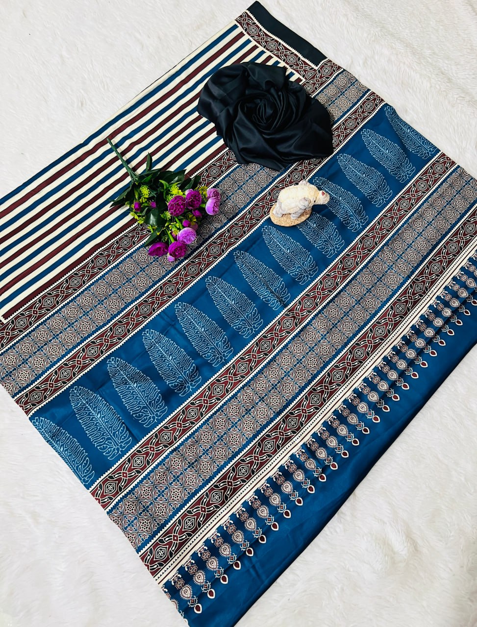 Ajrakh Primum Modal Silk Saree With Blouse