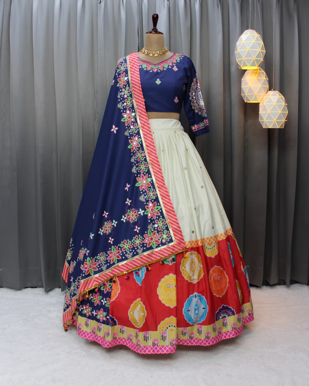 Muslin Cotton Chaniya Choli | Fancy Digital with Real Mirror Work for Traditional Wear
