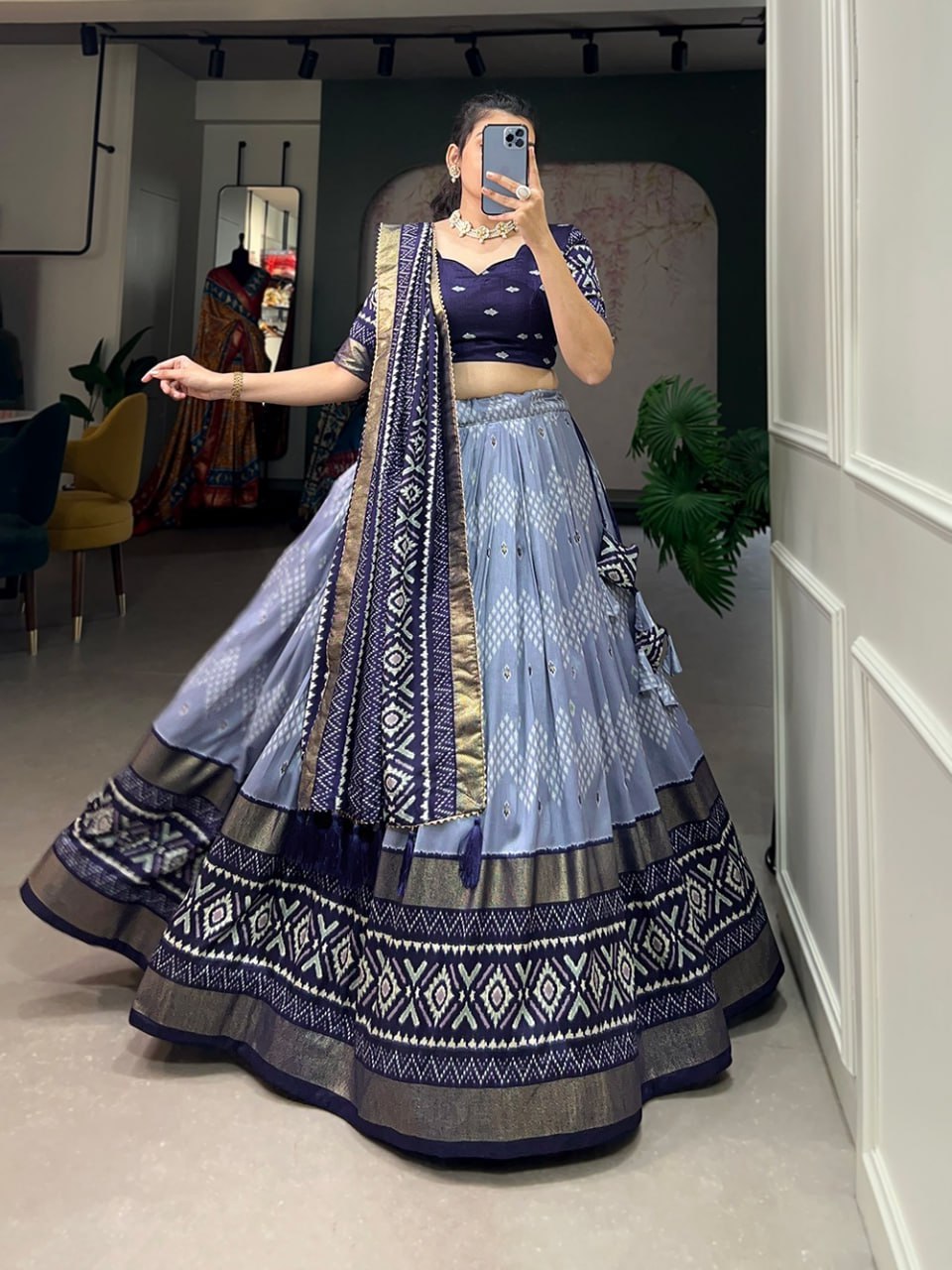Tussar Silk Chaniya Choli | Fancy Digital with Real Mirror Work for Traditional Wear