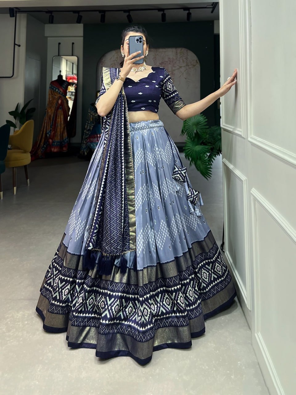 Tussar Silk Chaniya Choli | Fancy Digital with Real Mirror Work for Traditional Wear