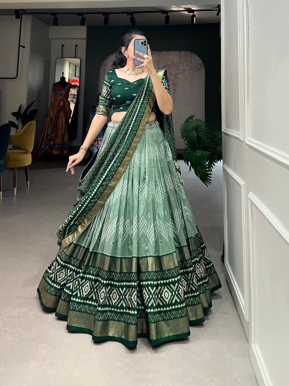 Tussar Silk Chaniya Choli | Fancy Digital with Real Mirror Work for Traditional Wear