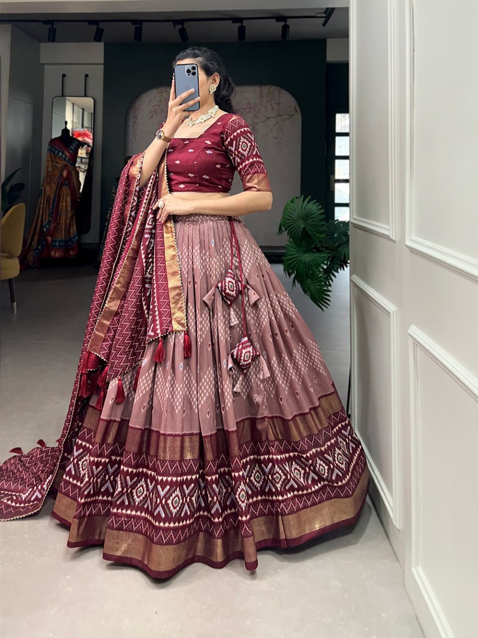 Tussar Silk Chaniya Choli | Fancy Digital with Real Mirror Work for Traditional Wear