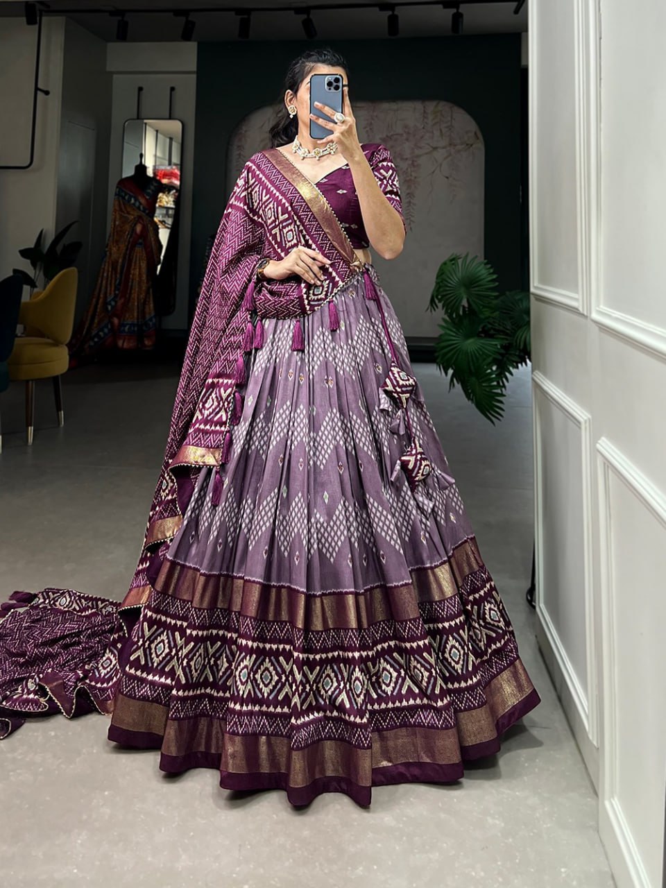 Tussar Silk Chaniya Choli | Fancy Digital with Real Mirror Work for Traditional Wear